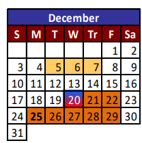 District School Academic Calendar for J M Hanks High School for December 2023