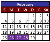 District School Academic Calendar for Cesar Chavez Academy Jjaep for February 2024