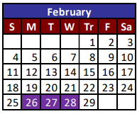 District School Academic Calendar for Indian Ridge Middle School for February 2024