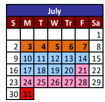 District School Academic Calendar for Hillcrest Middle School for July 2023