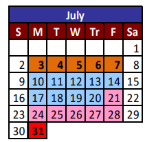 District School Academic Calendar for Del Valle High School for July 2023