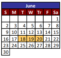 District School Academic Calendar for Cesar Chavez Middle School for June 2024