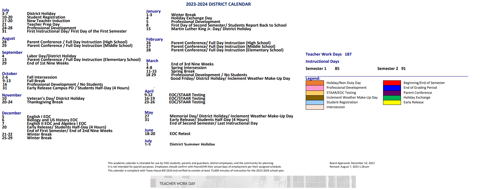 District School Academic Calendar Key for Cesar Chavez Middle School