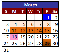 District School Academic Calendar for Cesar Chavez Academy Jjaep for March 2024