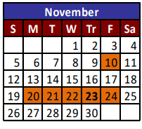 District School Academic Calendar for Parkland Elementary for November 2023