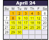 District School Academic Calendar for Stonegate Elementary for April 2024