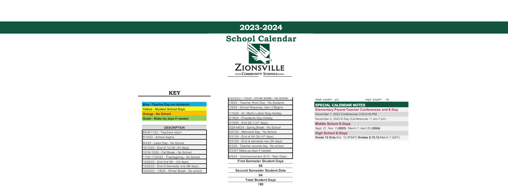 District School Academic Calendar Key for Stonegate Elementary