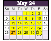 District School Academic Calendar for Stonegate Elementary for May 2024