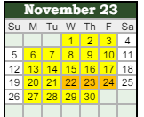 District School Academic Calendar for Stonegate Elementary for November 2023