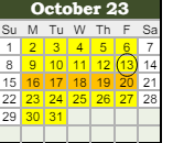 District School Academic Calendar for Stonegate Elementary for October 2023
