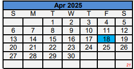 District School Academic Calendar for Jackson Elementary for April 2025