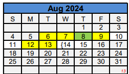 District School Academic Calendar for Sp Ed O J T for August 2024