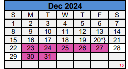 District School Academic Calendar for Bowie Elementary for December 2024