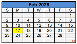 District School Academic Calendar for Woodson Ecc for February 2025