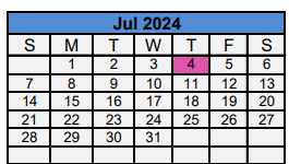 District School Academic Calendar for Woodson Skill Ctr for July 2024