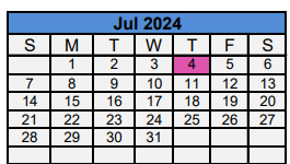 District School Academic Calendar for Day Nursery Of Abilene for July 2024