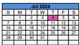 District School Academic Calendar for Jackson Elementary for July 2024