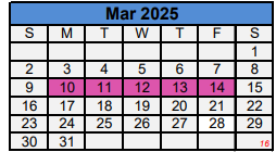 District School Academic Calendar for Sp Ed Homebound for March 2025