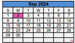 District School Academic Calendar for Day Nursery Of Abilene for September 2024