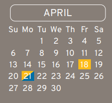 District School Academic Calendar for Stephens Elementary School for April 2025