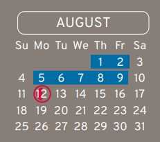 District School Academic Calendar for Kujawa Elementary School for August 2024