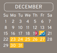 District School Academic Calendar for Hall High School for December 2024