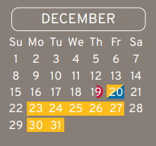 District School Academic Calendar for Eckert Intermediate for December 2024