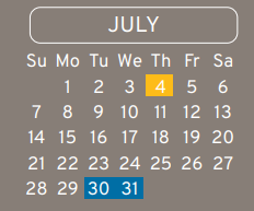 District School Academic Calendar for Francis Elementary for July 2024
