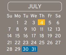 District School Academic Calendar for Eckert Intermediate for July 2024