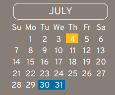 District School Academic Calendar for Mendel Elementary for July 2024