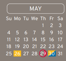 District School Academic Calendar for Oleson Elementary for May 2025