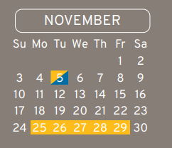 District School Academic Calendar for Sammons Elementary School for November 2024