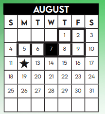 District School Academic Calendar for Alief Isd J J A E P for August 2024