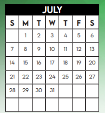 District School Academic Calendar for Holub Middle for July 2024