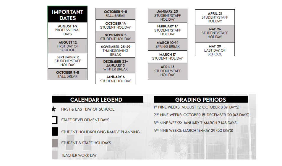 District School Academic Calendar Key for Elsik High School