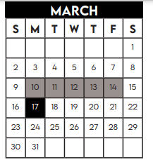 District School Academic Calendar for Alief Isd J J A E P for March 2025