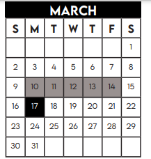 District School Academic Calendar for Budewig Intermediate for March 2025