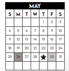 District School Academic Calendar for Alief Isd J J A E P for May 2025