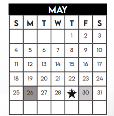 District School Academic Calendar for Admin Services for May 2025