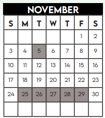 District School Academic Calendar for Hearne Elementary School for November 2024
