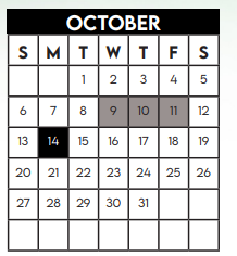 District School Academic Calendar for Alief Learning Ctr (6-12) for October 2024