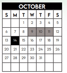 District School Academic Calendar for Alief Learning Ctr (k6) for October 2024