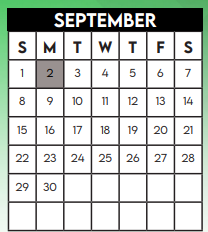 District School Academic Calendar for Alief Isd J J A E P for September 2024