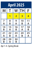 District School Academic Calendar for Serv By Appt for April 2025