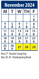 District School Academic Calendar for Serv By Appt for November 2024