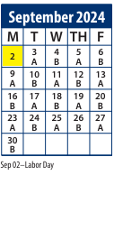 District School Academic Calendar for Central School for September 2024