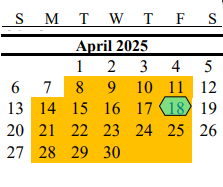 District School Academic Calendar for Assets for April 2025