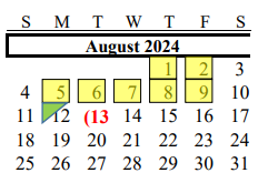 District School Academic Calendar for G W Harby Junior High for August 2024