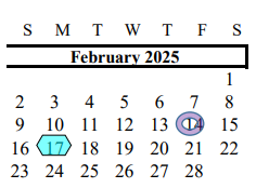 District School Academic Calendar for Alvin Pri for February 2025