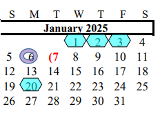District School Academic Calendar for Brazoria Co J J A E P for January 2025